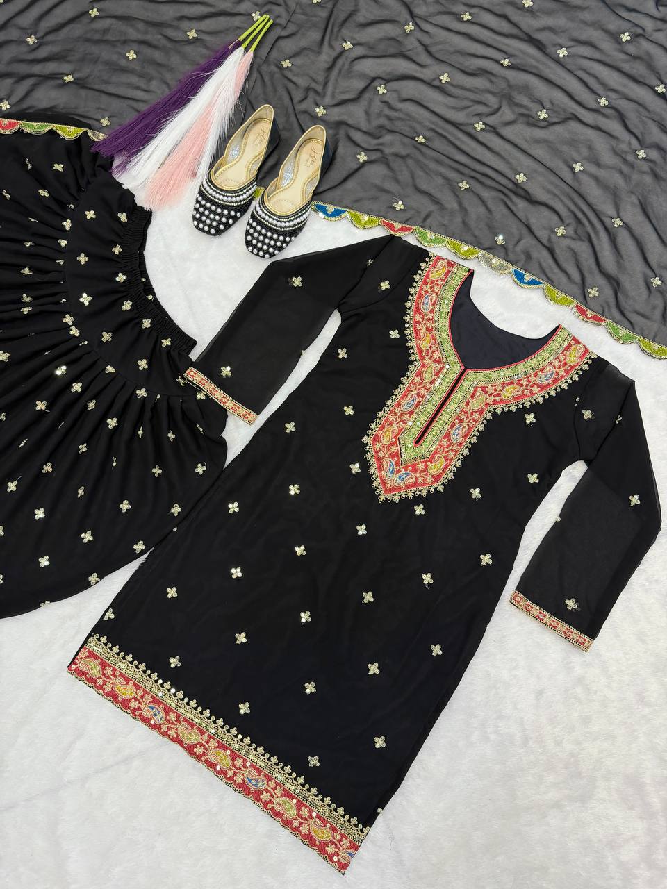 Deep Onyx Embroidered Festive Suit